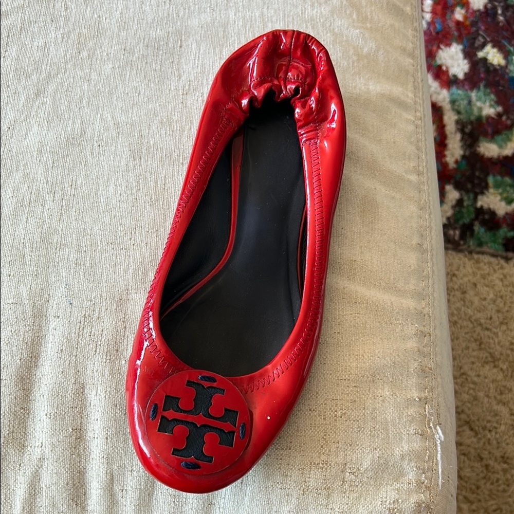 Tory Burch Women's Red Patent Leather Ballet Flats